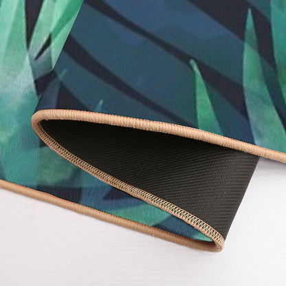 Dark Green Palms Leaves Pattern  Slip-Resistant Bath Mat