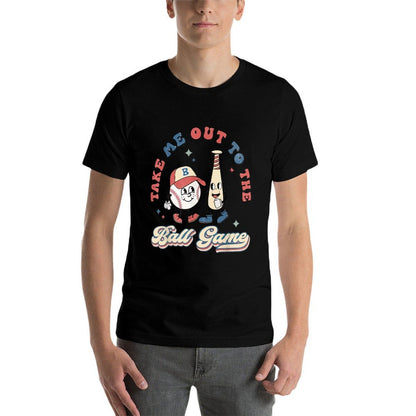 Take Me Out to The Ball Game Retro Baseball  Slim-fit Cut T-Shirt