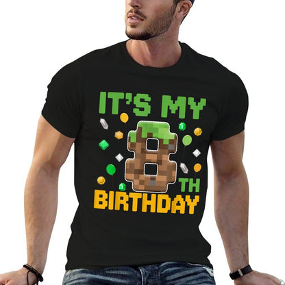 Birthday Boy It&#39;s My 8th Birthday Gamer Pixel Number  Stretchy T-Shirt