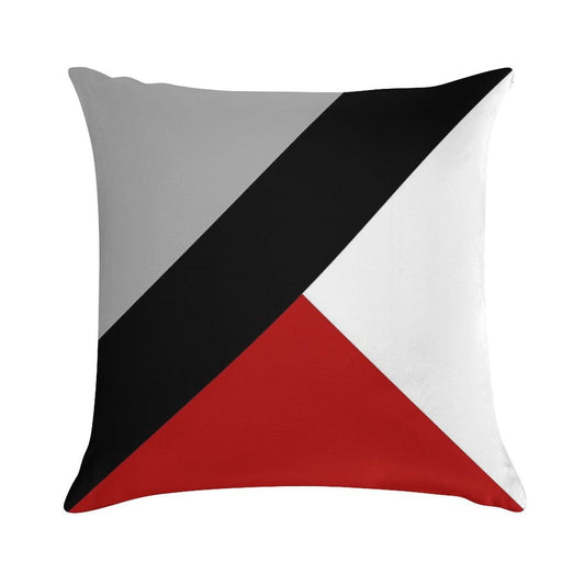 Black Diagonal Stripe with Triangles Soft Hidden Zipper Throw Pillow