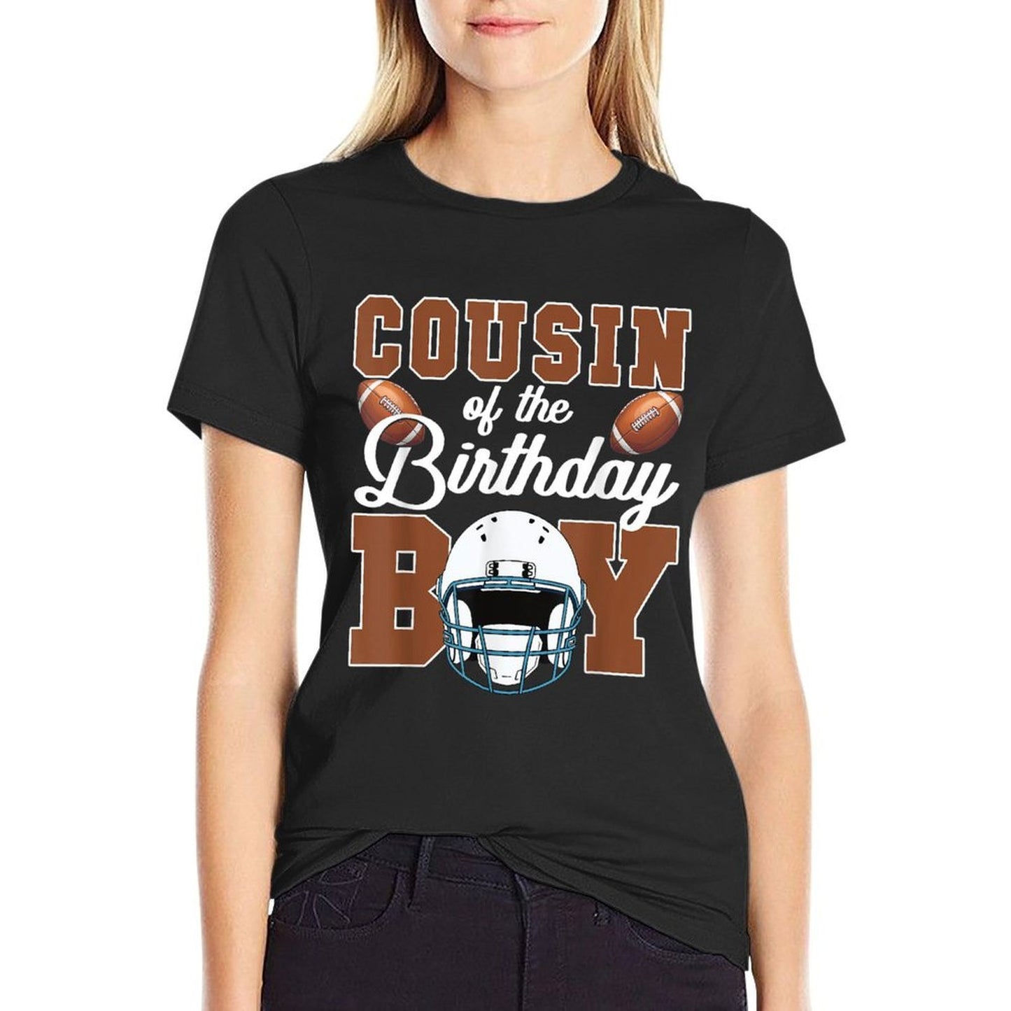 Football Touchdown Birthday Kids Outfit - Unisex Kids & Adults Family Matching Football Party - Black,, Size 45  Ribbed Collar T-Shirt