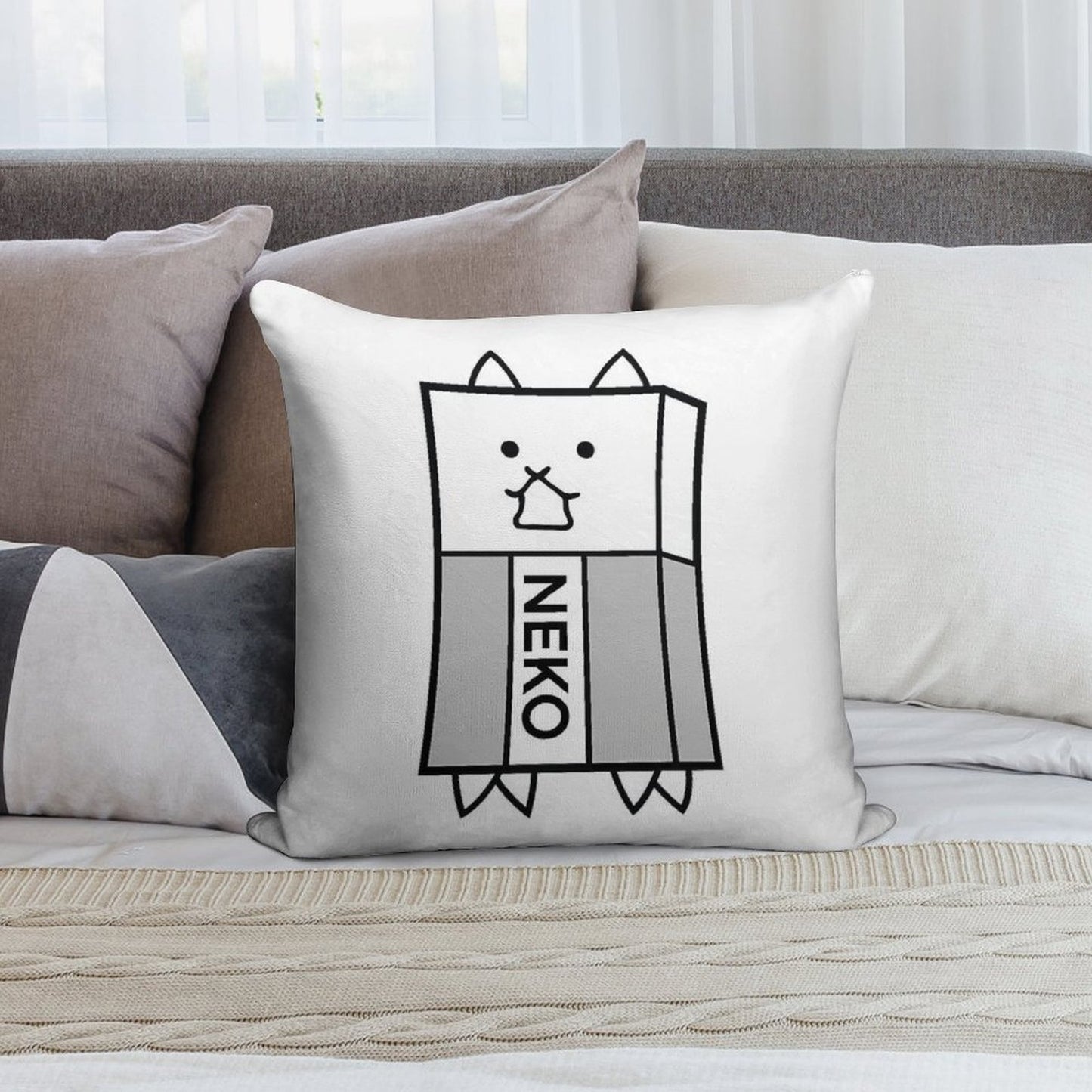 Battle Cats Eraser Cat Gomu Cat Soft Gift Ready Throw Pillow