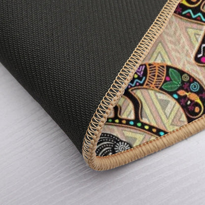 Kokopelli Rainbow Colors on Tribal Pattern  Long-Lasting Bath Mat