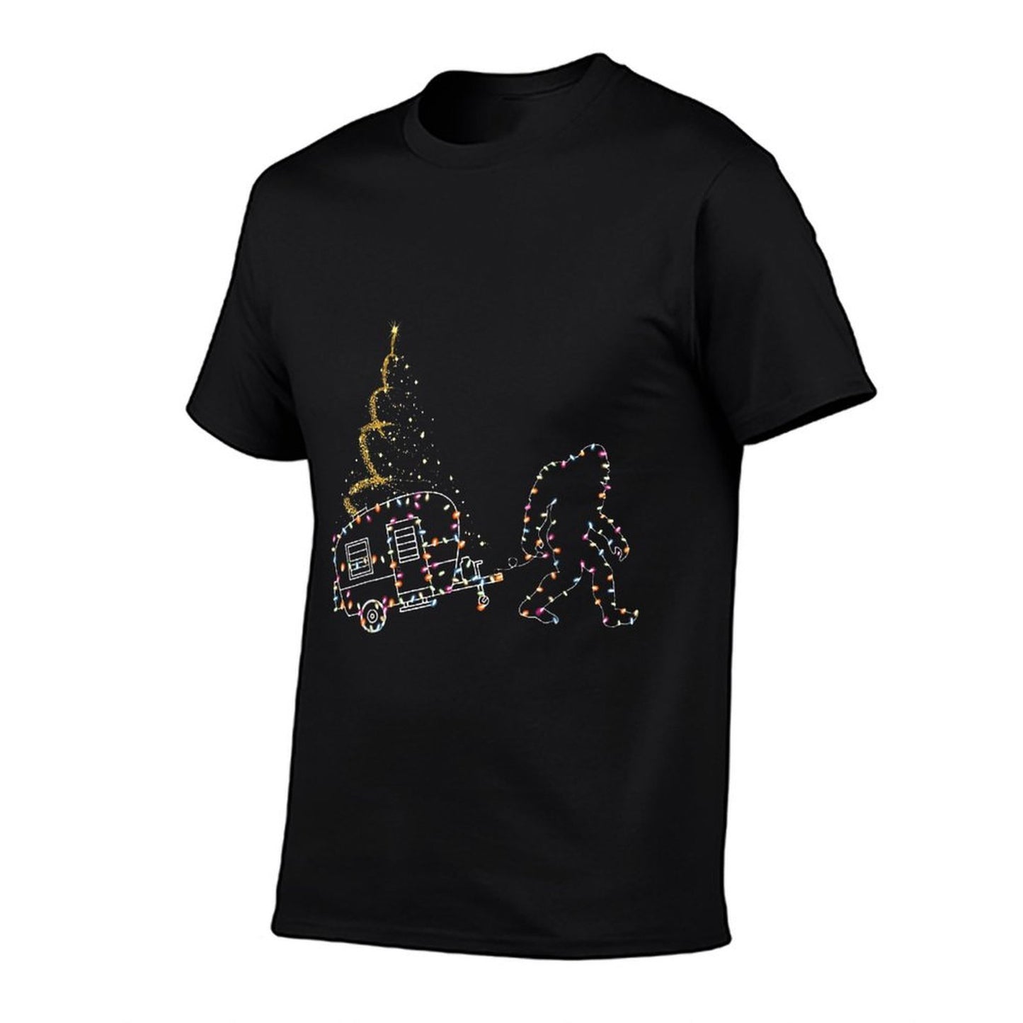 Bigfoot With Camping Car Light Christmas  Polyester Blend T-Shirt