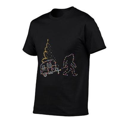 Bigfoot With Camping Car Light Christmas  Polyester Blend T-Shirt
