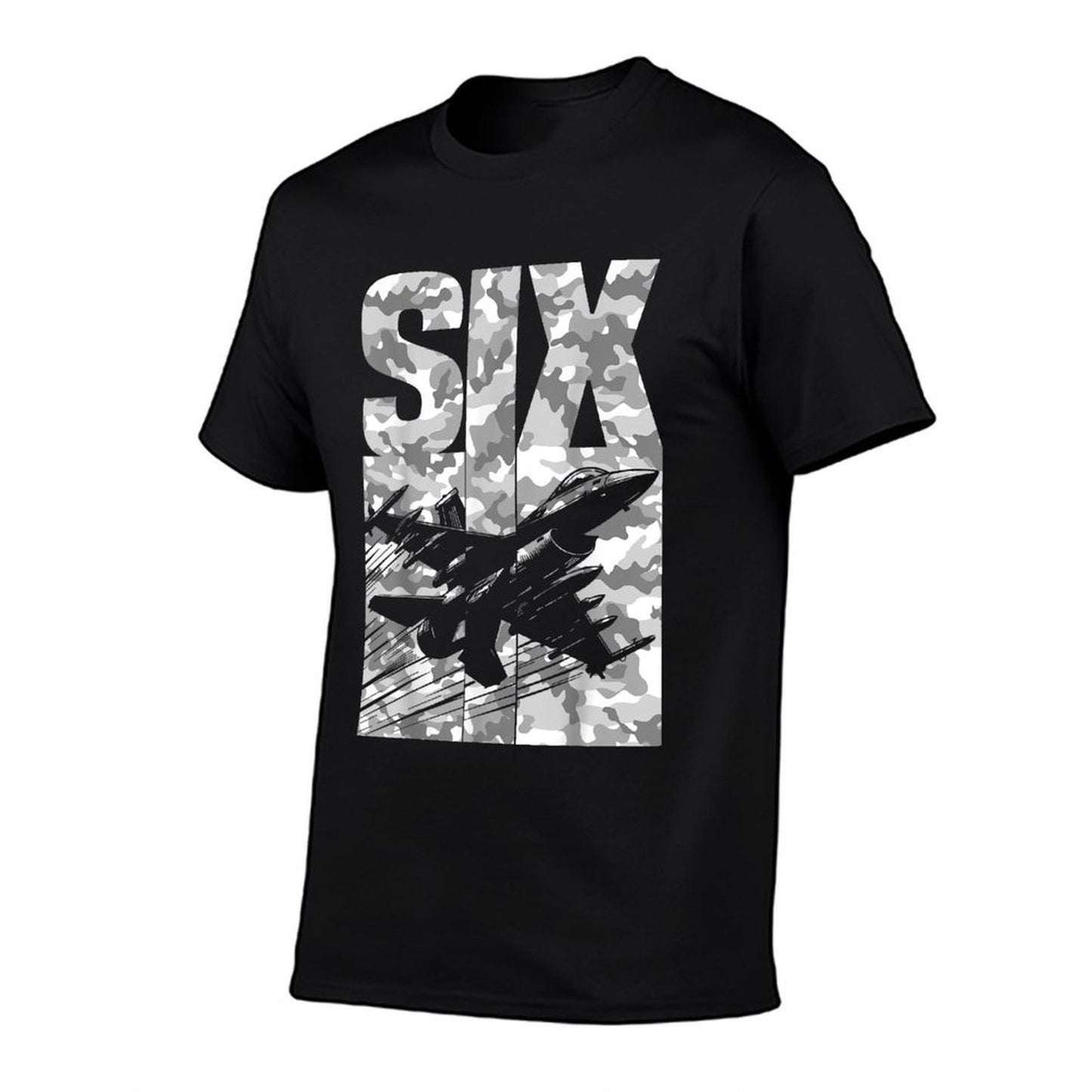 Military Fighter Jet Camo Six Year Old Boys 6th Birthday  Wrinkle-resistant T-Shirt