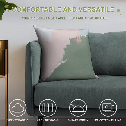 Modern Abstract Art Painting in Sage Green & Blush Pink Soft Style Accent Throw Pillow