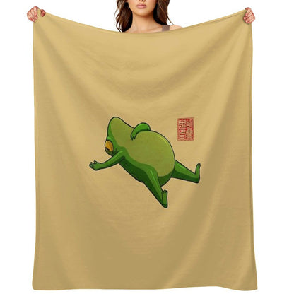 Yoga Frog Mood Machine-washable Throw Blanket