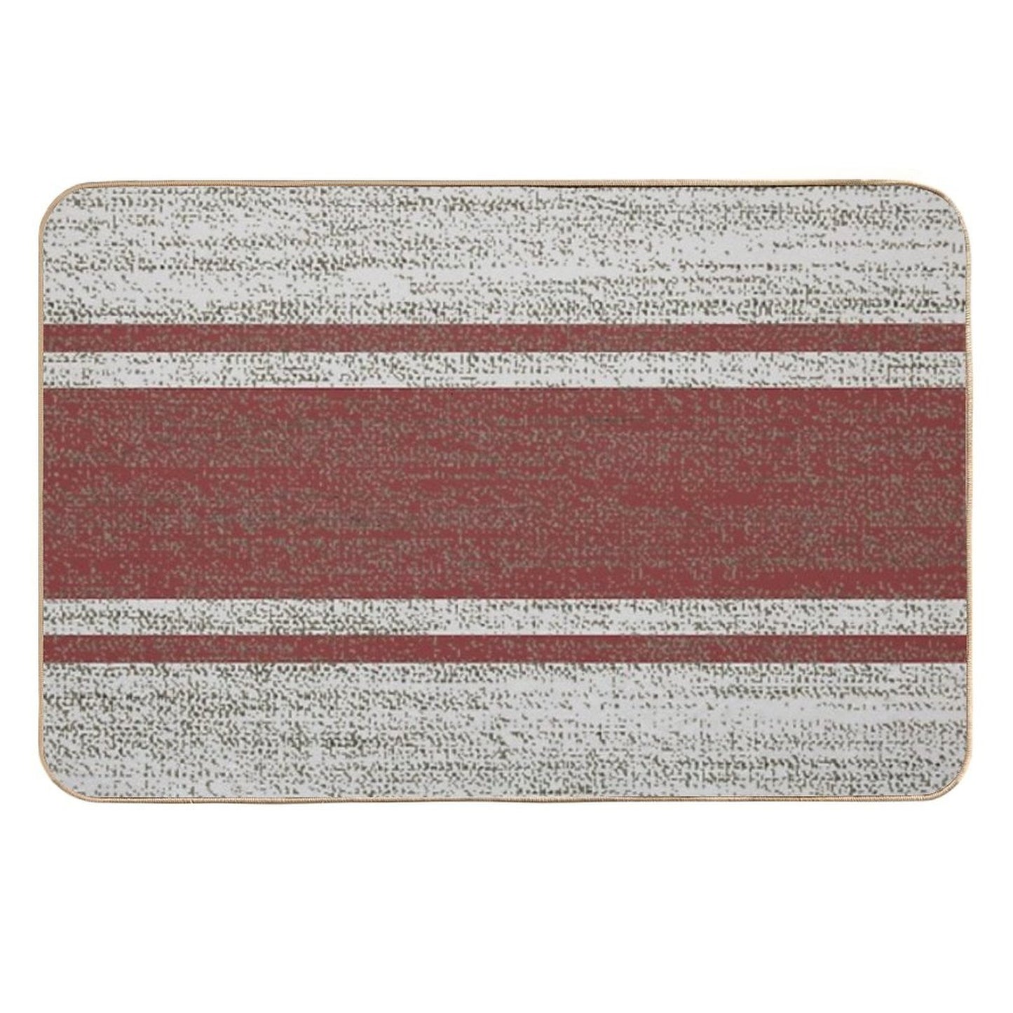 1980s Farmhouse Chic Burgundy Jacquard Stripes Linen French Country  Pet-Safe Bath Mat