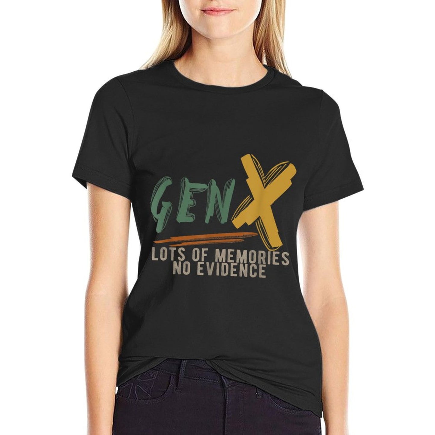 Gen X Lots Of Memories No Evidence Funny Sarcastic Meme  Heathered Texture T-Shirt
