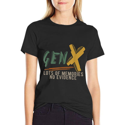 Gen X Lots Of Memories No Evidence Funny Sarcastic Meme  Heathered Texture T-Shirt