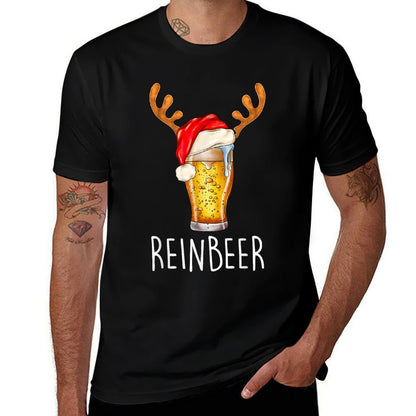Winedeer Reinbeer Santa Hat Reindeer Couple Xmas Matching  Tagless Design T-Shirt