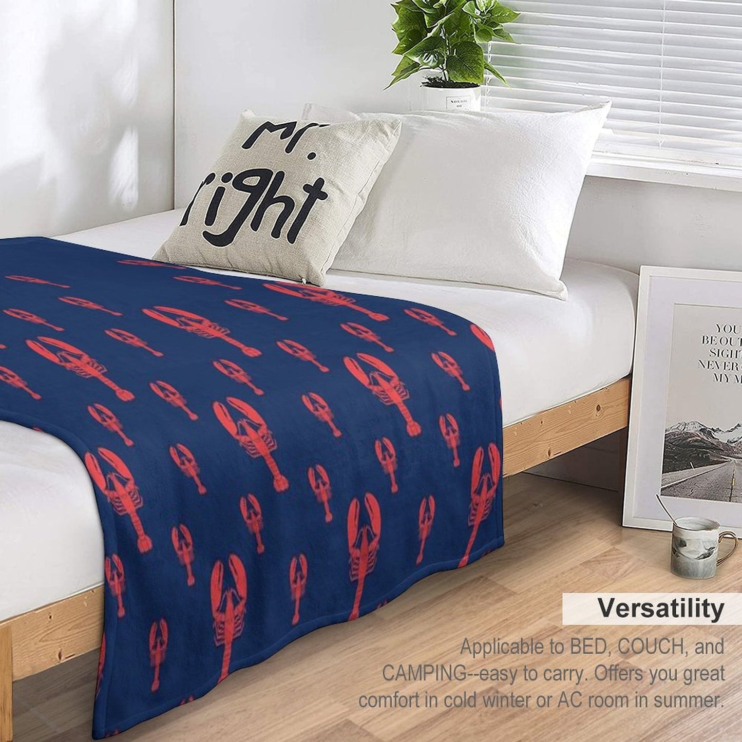 Lobster Squadron on Navy Shrink-resistant Throw Blanket