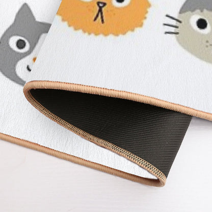 Assorted Cat Faces  Cute Quirky Kitty Cat Drawings  Non-Slip Bath Mat