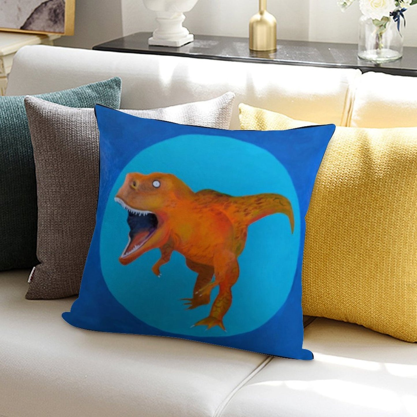 T-Rex Square Soft Luxury Feel Throw Pillow