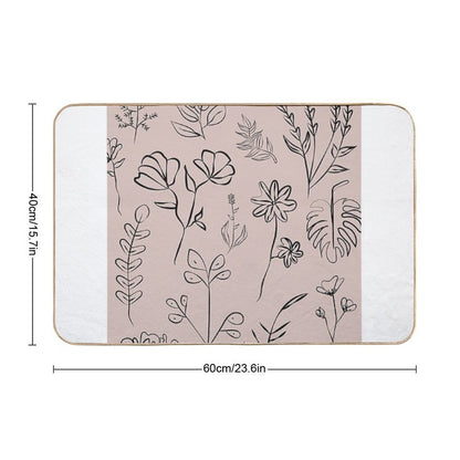 Aesthetic Simple Modern Nude Floral Design  Odorless Bath Mat
