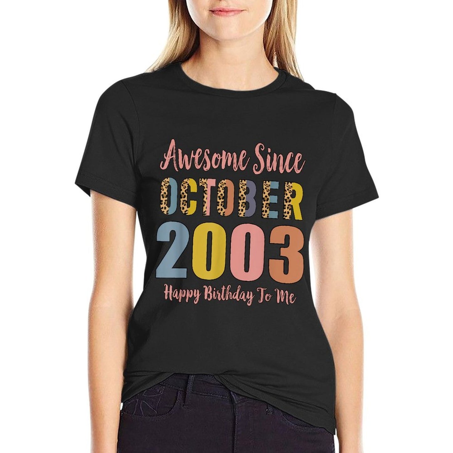 Awesome Since October 2003 21 Years Old 21st Birthday  Rolled Sleeves T-Shirt