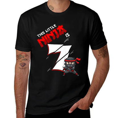 Kids 7th Birthday For Boy 7 Years Old Ninja  High-quality Stitching T-Shirt
