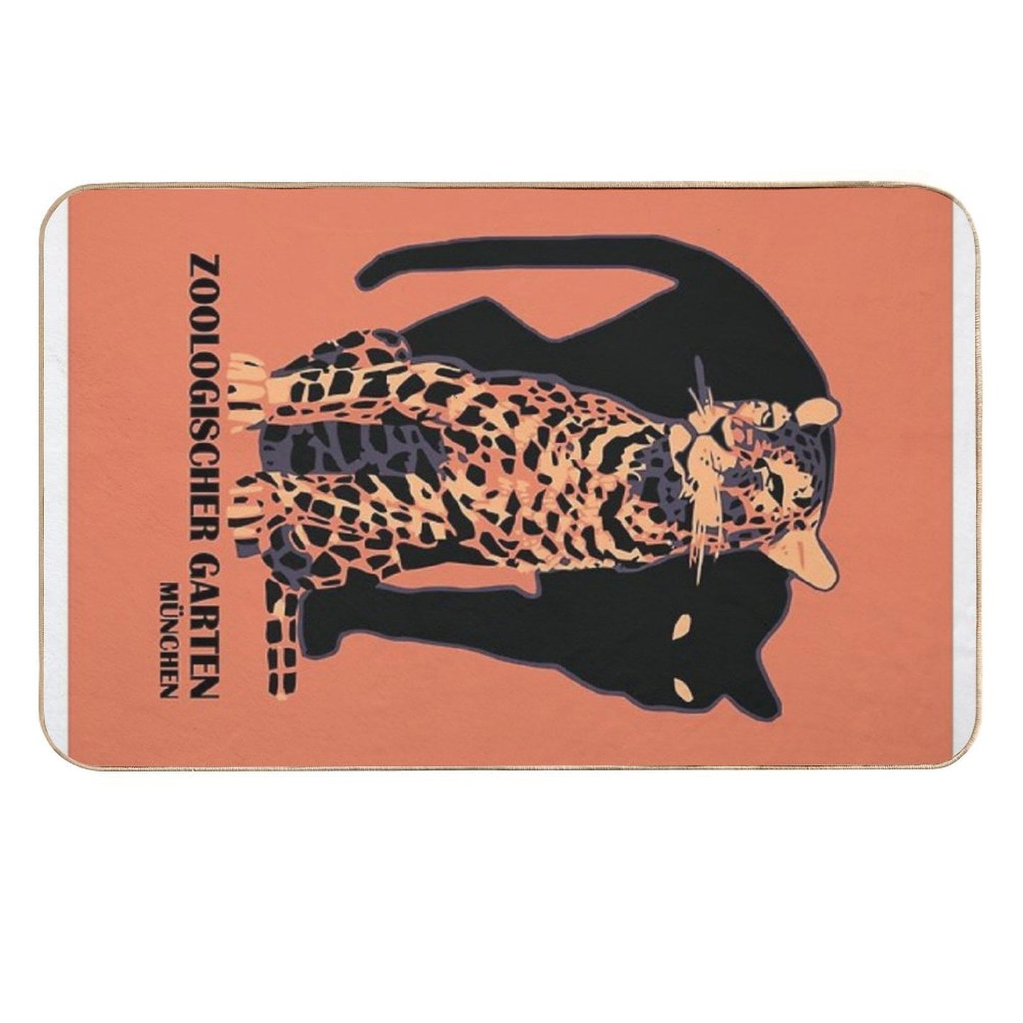 Retro Vintage Munich Zoo Big Cats  Slip-Resistant Bath Mat