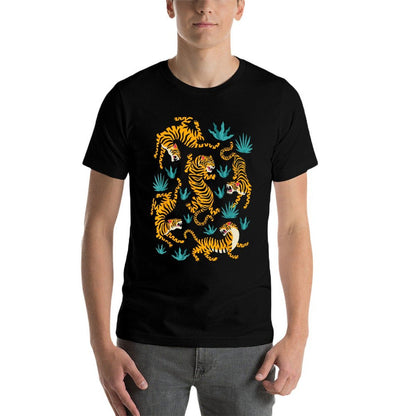 Dancing Tiger Cartoon Graphic  Tagless Design T-Shirt