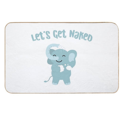 Let's Get Naked Cute Elephant in Bathroom Funny Quote  Eco-Friendly Bath Mat