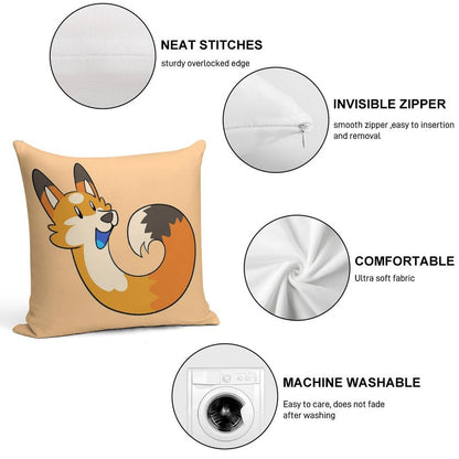 Orange Pipefox - Pip Soft High-Density Material Throw Pillow