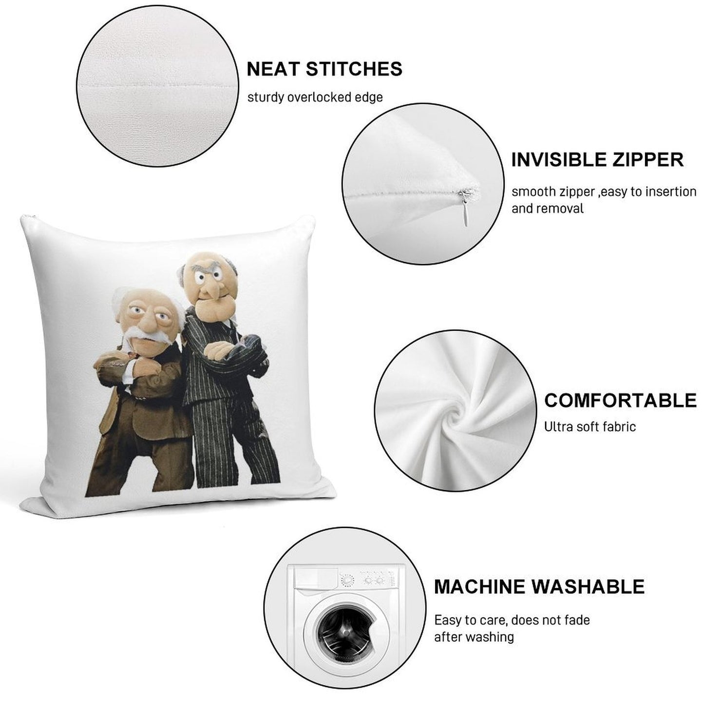 Statler And Waldorf Soft Gift Ready Throw Pillow