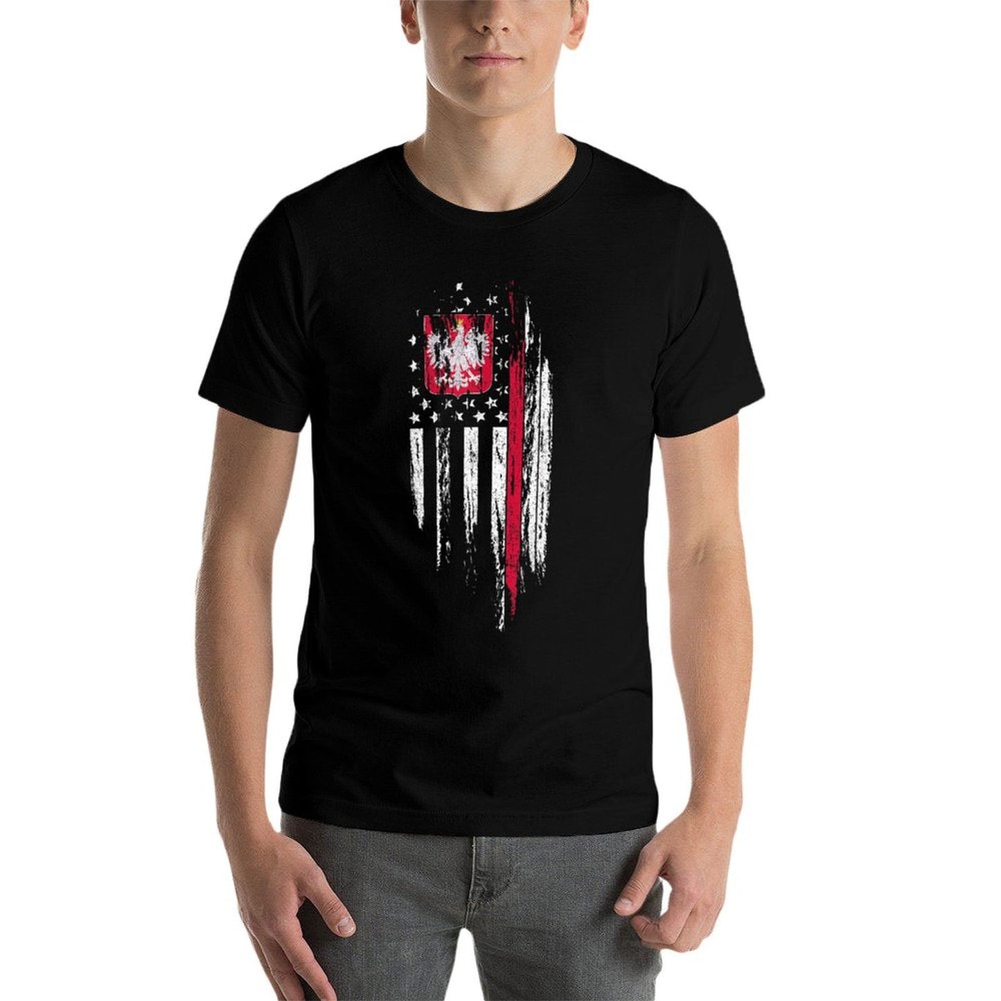 Polish American Combo Poland USA Polska Patriotic Gift  Oversized Silhouette T-Shirt