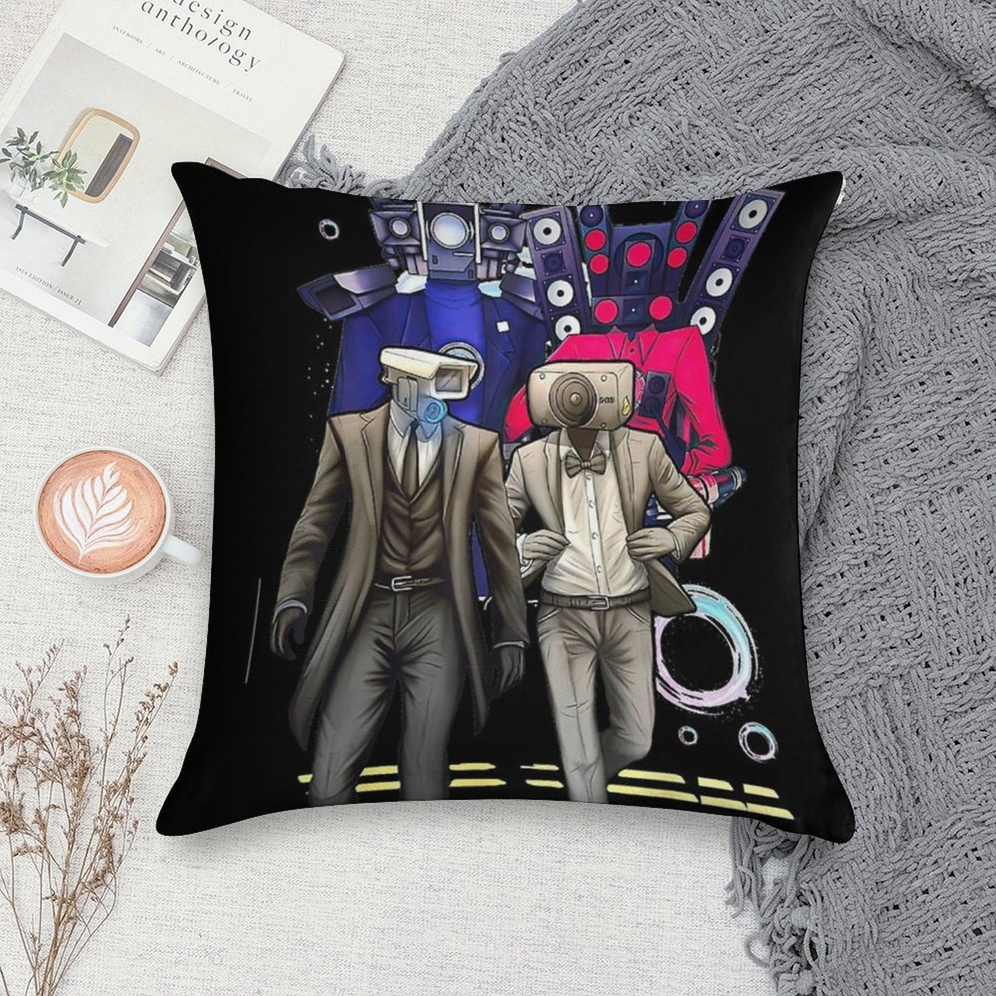 Caméraman And Speákerman Funny Soft Fade-Resistant Throw Pillow