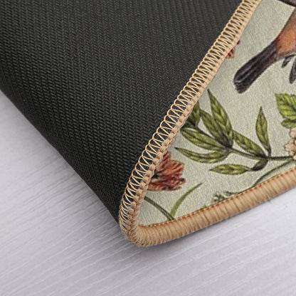 In The Garden - Nature Pattern W Birds, Flowers & Moths  Non-Slip Bath Mat