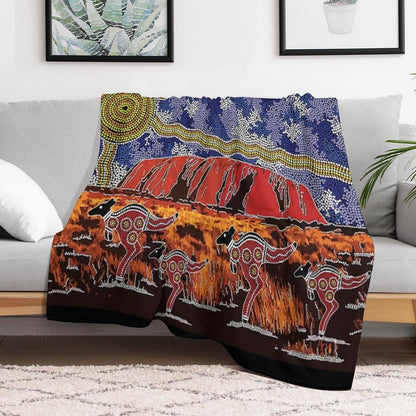 Authentic Aboriginal Art - Uluru Sky All-season Throw Blanket