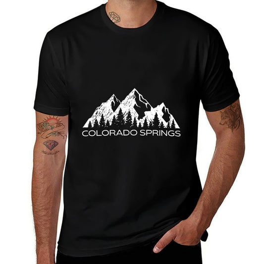 Colorado Springs  Colorado Springs Mountain  Ribbed Collar T-Shirt