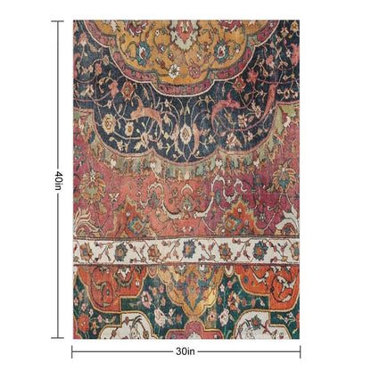 Persian Medallion Rug IX  16th Century Distressed Red Green Blue Flowery Colorful Ornate Pattern Quick-dry Throw Blanket