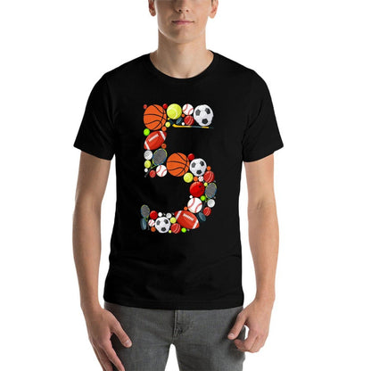 Kids Sports Birthday 5 Year Old 5th Birthday BOY  Durable T-Shirt