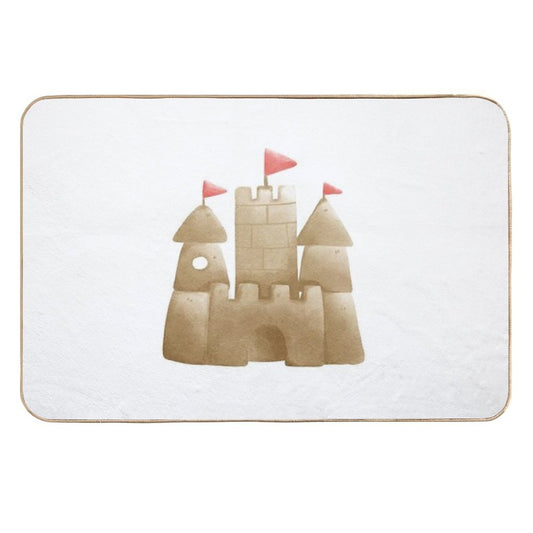 Cute Sandcastle with Flags - Beach Summer Illustration  Absorbent Bath Mat