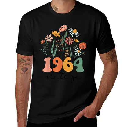 61 Years Old Vintage 1964 61st Women Birthday Wildflower  Heathered Texture T-Shirt
