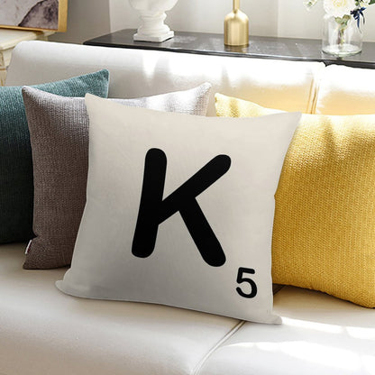 Scrabble Tile K Soft Short Plush Fabric Throw Pillow