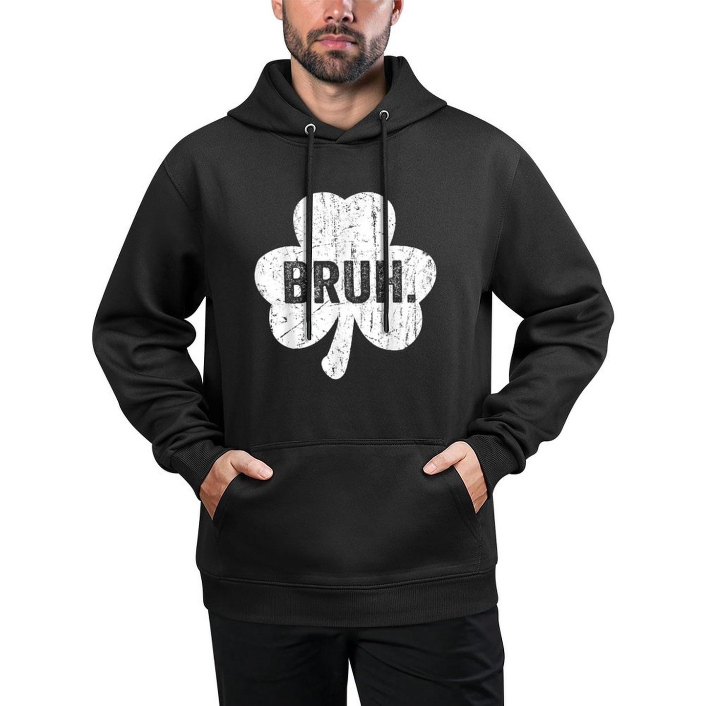 Bruh Meme Funny Saying Bro Greetingn Boy St Patricks Day Adjustable Hood Hoodie