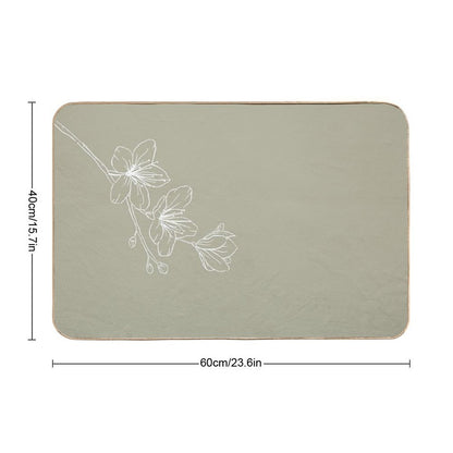 Minimal Flower Print Green  Fade-Resistant Bath Mat