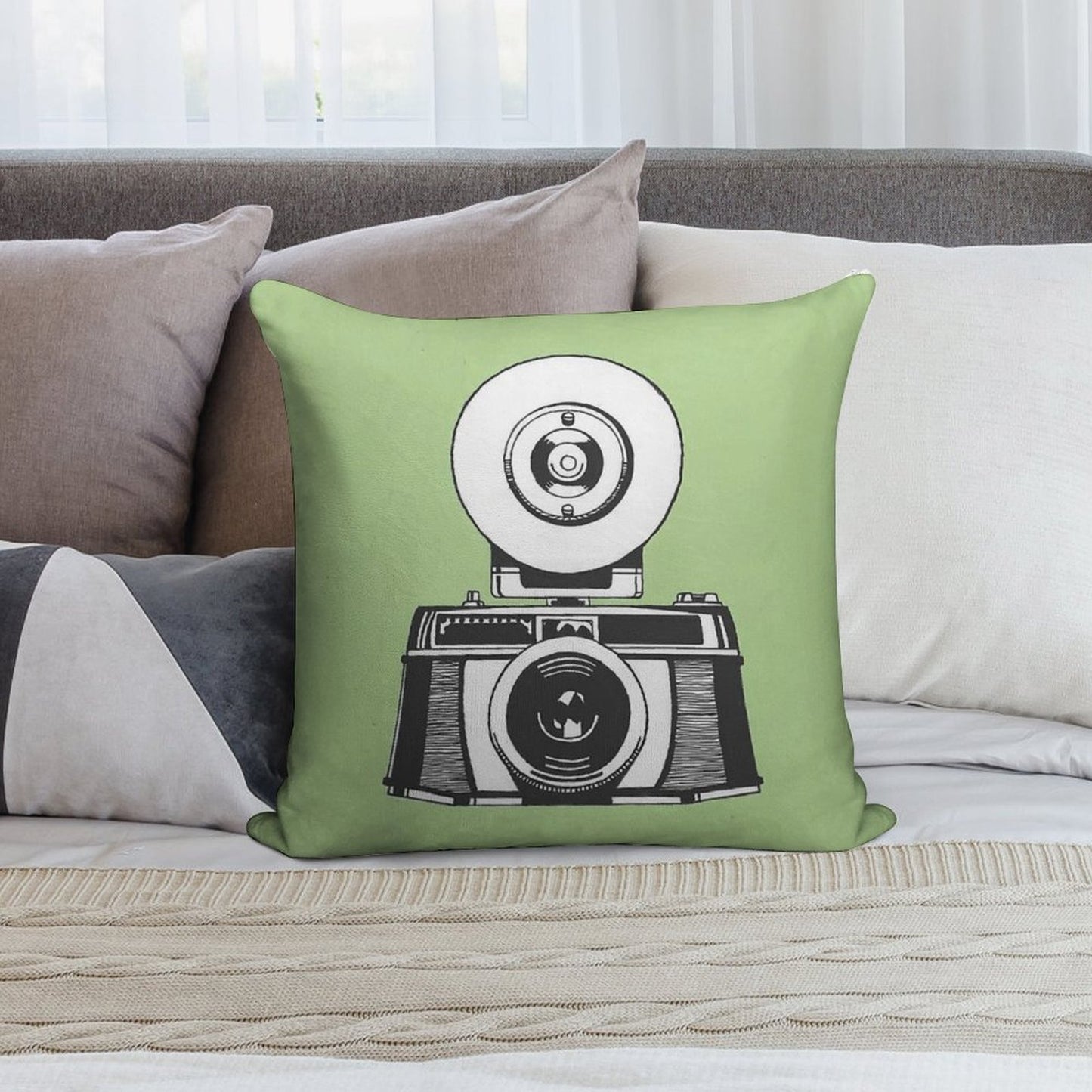 Camera Soft Durable Construction Throw Pillow