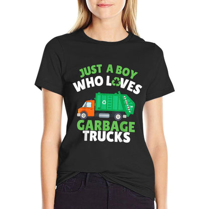 Just A Boy Who Loves Garbage Trucks Kids Toddler Baby 5T 4T  Cotton T-Shirt