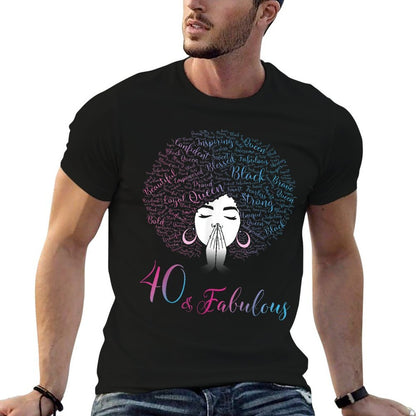40 & Fabulous Black Queen Afro Hair 40th Birthday  Stretchy T-Shirt