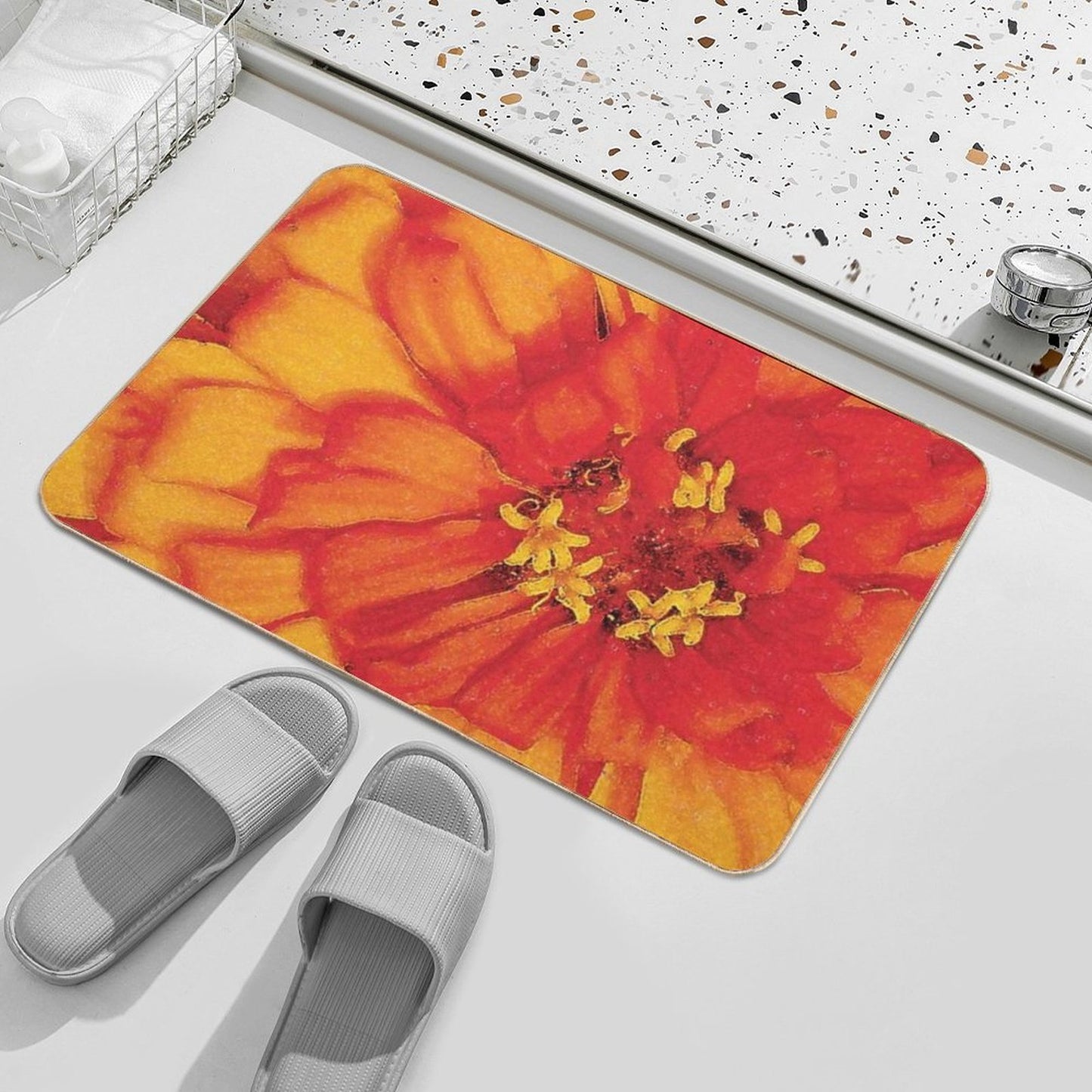 Orange Blossom Water Color  Pet-Safe Bath Mat