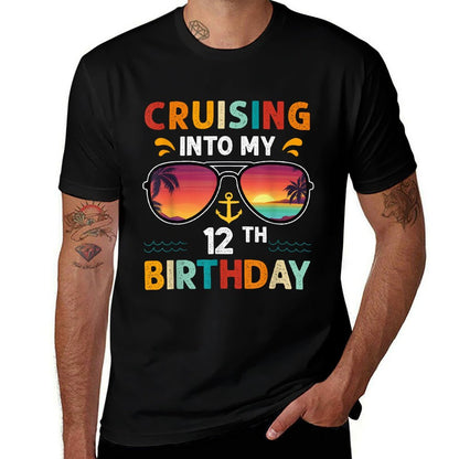 Cruising Into My 12th Birthday 12 Years Old Cruise Birthday  Eco-friendly Material T-Shirt