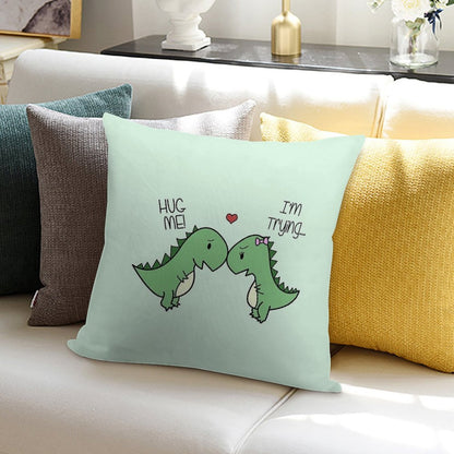 Dino Love! (Hug Me!) Soft Durable Construction Throw Pillow