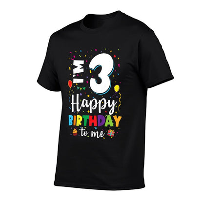 Kids 3rd Birthday Happy Birthday 3yr Boys Girls 3 Years Old  Cotton T-Shirt