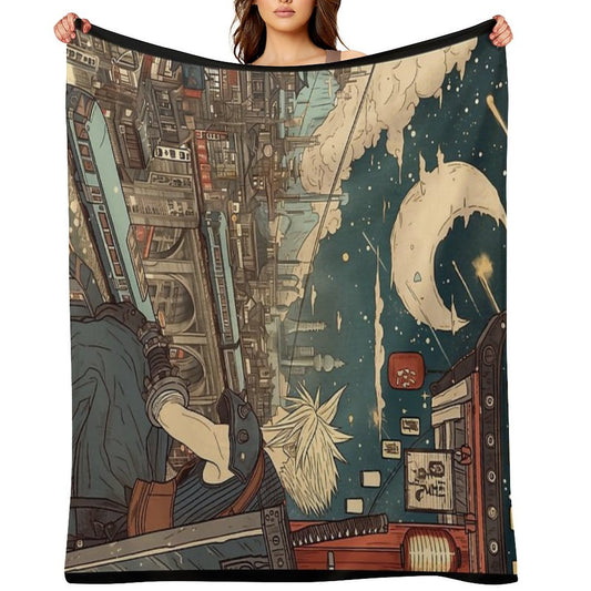 Traditional Cloud Machine-washable Throw Blanket