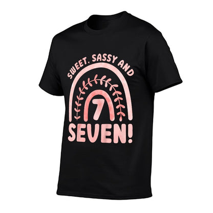 Kids Seventh Birthday Rainbow 7th Birthday Seven Years Old  Odor-resistant T-Shirt