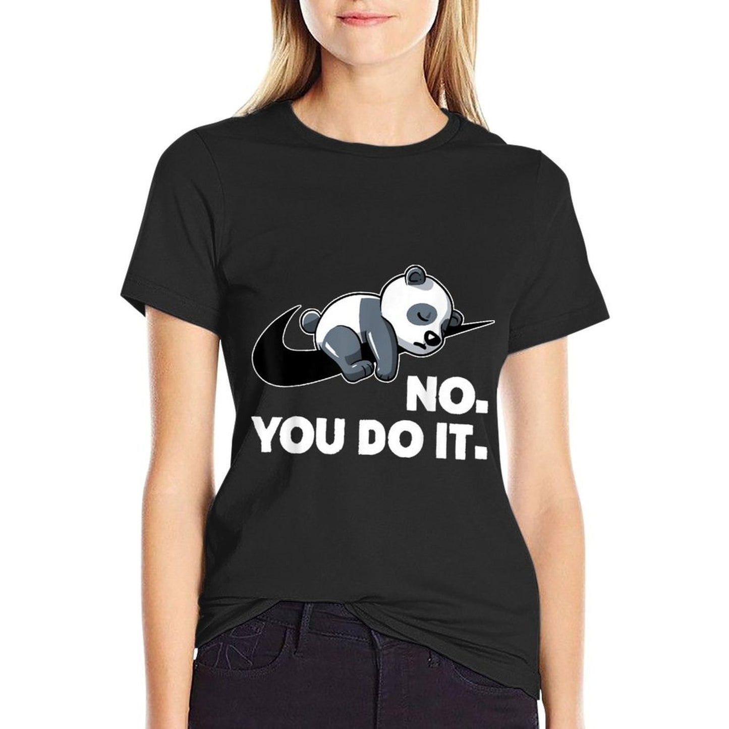 Retro Funny Lazy Panda No You Do It Vintage Cute Sleeping  Heathered Texture T-Shirt