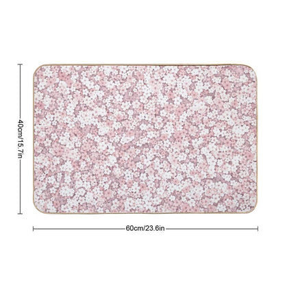 Falling White Sakura Cherry Blossom  Toxin-Free Bath Mat